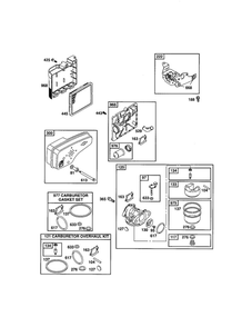 Carburetor/Muffler Diagram and Parts List for 122T05-0846-EA  Briggs and Stratton Engine